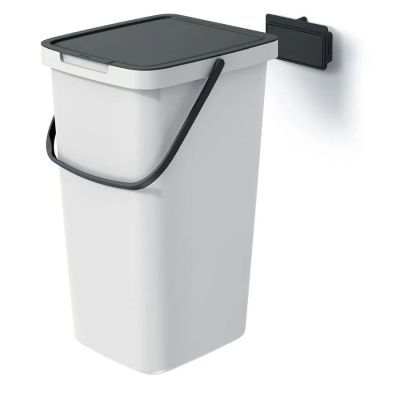Kôš odpadkový SYSTEMA Q COLLECT popolavý s čiernym vekom 25l