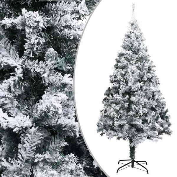 vidaXL Umelý vianočný stromček, zasnežený, zelený 210 cm, PVC