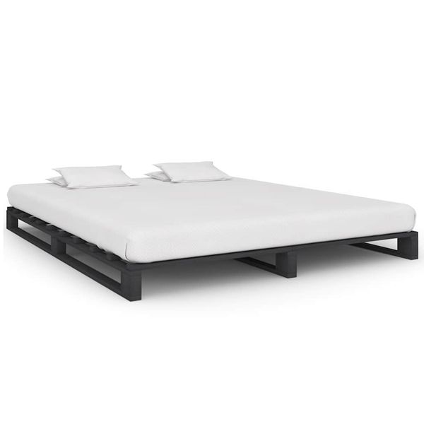 vidaXL Paletový posteľný rám sivý 160x200 cm masívne borovicové drevo