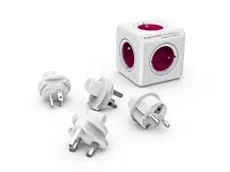 Zásuvka PowerCube REWIRABLE USB+TRAVEL PLUGS fialová