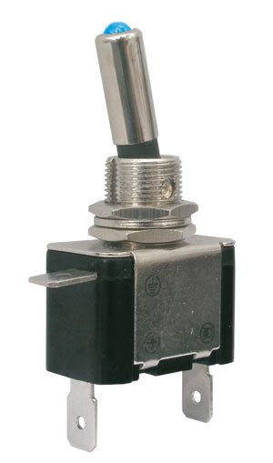 Prepínač páčkový 2pol./2pin ON-OFF 12VDC/25A LED modrá