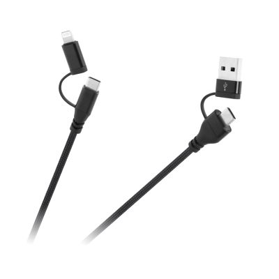 Kábel CABLETECH KPO3943 USB A/C - USB-C/Lightning 1m Black