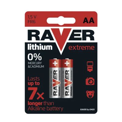 Lítiová batéria AA R6 1,5V RAVER  2 ks