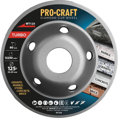 Diamantový brúsny kotúč 125 mm PROCRAFT WT125 Turbo