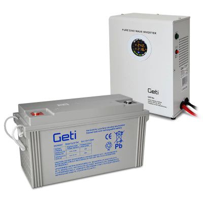 Zdroj záložný GETI GEP701 sinus 700W nástenný + batérie 120Ah