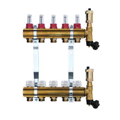 Mosadzný rozdeľovač s automatickým odvzdušnením - 5 cestný