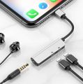 Baseus L52 adaptér Lightning na 2× Lightning + 3,5 mm Jack, strieborný (CALL52-S1)