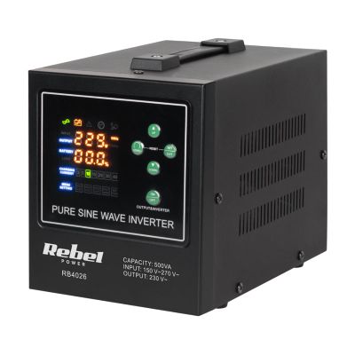 Zdroj záložný REBEL POWER-500-LFP4 12V 230V 500VA 300W Black