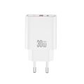 XO sieťová nabíjačka CE42 PD 30W 1x USB-C 1x USB biela + kábel USB-C - USB-C