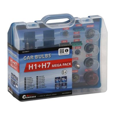 Sada autožiaroviek MEGA H1+H7+poistky COMPASS 08517