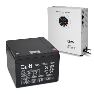 Zdroj záložný GETI GEP301 sínus 300W nástenný + batéria 28Ah