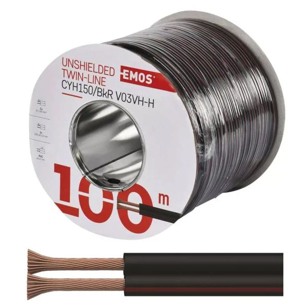 Dvojlinka netienená 2x1,5mm čierno/červená EMOS S8290 100m