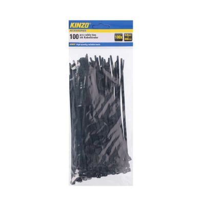 Pásik sťahovací KINZO 200x4.8mm 100ks čierny