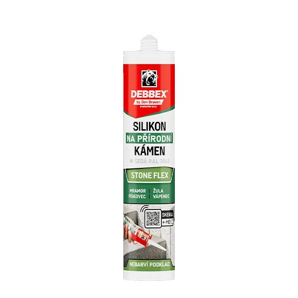 Silikón na prírodný kameň DEBBEX Stone Flex sivý 280 ml