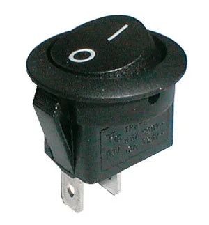 Prepínač kolískový okrúhly 2pol./2pin ON-OFF 250V/6A čierny