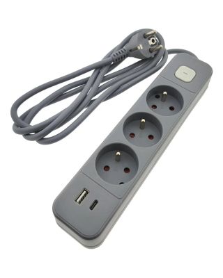 Predlžovací kábel 3 zásuvky 2 m QTECQ-417F s prepínačom