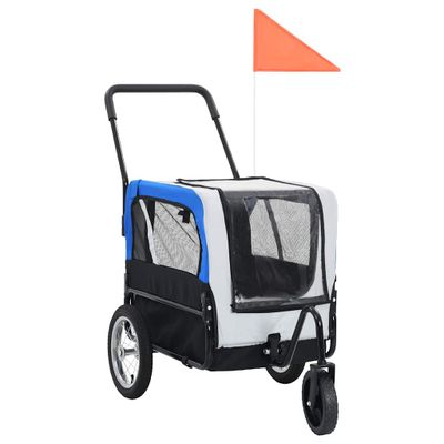 vidaXL Vozík pre domáce zvieratá na bicykel/beh 2-v-1, sivo modrý