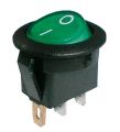 Prepínač kolískový okrúhly pros.  2pol./3pin  ON-OFF 250V/6A zelený