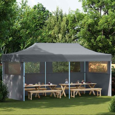 vidaXL Skladací párty stan s bočnými stenami 3x6 m antracitový