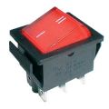 Spínač kolískový 2pol./6pin ON-ON 250V/15A červený