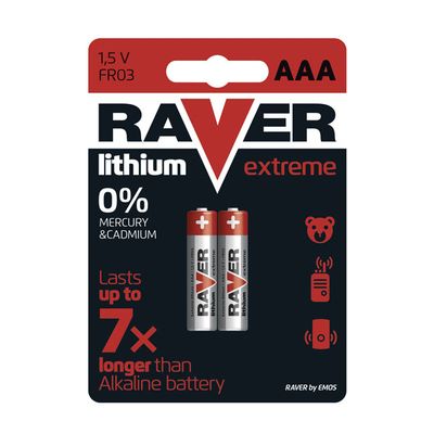 Batérie lítiová AAA R03 1,5V RAVER 2ks / blister