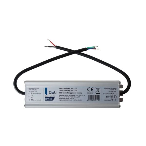 Zdroj spínaný pre LED 12V/60W GETI LPV-60