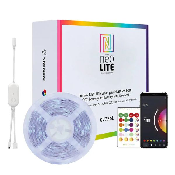 Smart LED pásik 12V IP65 24W RGB IMMAX NEO 07726L 5m WiFi Tuya
