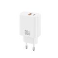 XO sieťová nabíjačka CE42 PD 30W 1x USB-C 1x USB biela + kábel USB-C - USB-C
