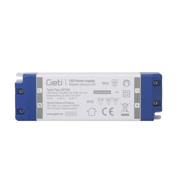 Zdroj spínaný pre LED 12V/ 30W GETI GPS30, IP20