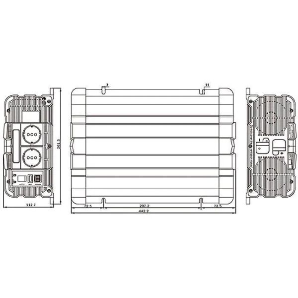 Menič napätia FS2000 12V/230V 2000W čistá sínusovka D.O. bezdrôtové
