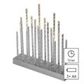 LED svietnik strieborný, 28,5 cm, 3x AA, vnútorný, teplá biela, časovač