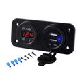 Voltmeter do auta HADEX R003 + 2x USB zásuvka, panel