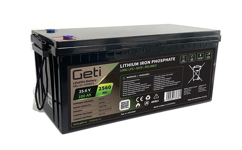 Batéria LiFePO4 25,6 V 100 Ah GETI GBL-24-100BV2 Bluetooth