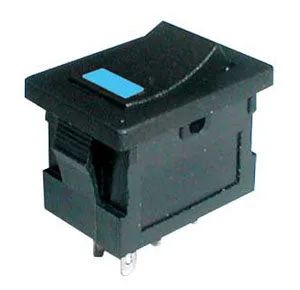 Prepínač kolískový 2pol./4pin ON-OFF 250V/3A LED modrý