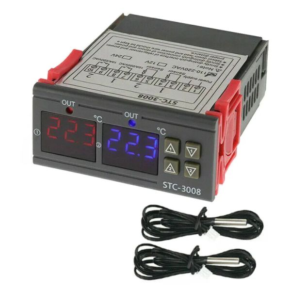 Digitálny termostat duálny STC-3008, rozsah -55~120 °C, 230 V AC
