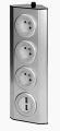 ORNO VIRONE FS-3 Povrchová rohová zásuvka 3x 230V, 2xUSB, nerez