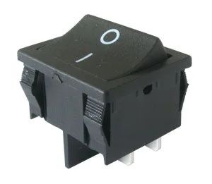 Prepínač kolískový 2pol./4pin ON-OFF 250 V/6 A čierny