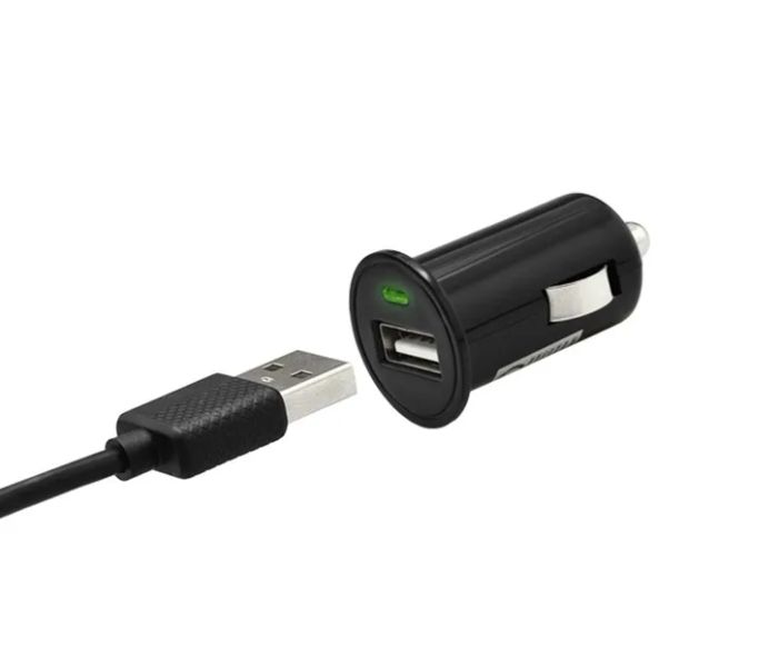 MicroUSB čierna 1A autonabíjačka 2v1 (1,5m kábel)