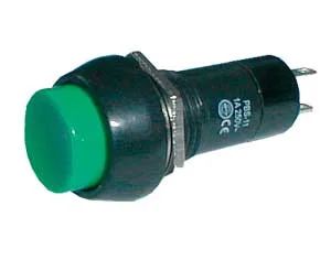 Prepínač tlačidlo okrúhle ON-OFF 250 V/1 A zelené