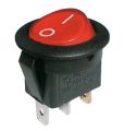 Prepínač kolískový okrúhly pros.  2pol./3pin  ON-OFF 250V/6A červený