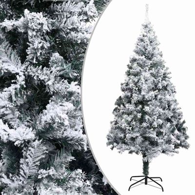 vidaXL Umelý vianočný stromček, zasnežený, zelený 210 cm, PVC