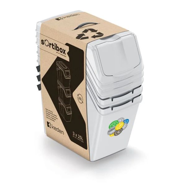 Kôš na triedený odpad SORTIBOX II 3x25l popolavo šedý