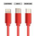 Kábel GETI GCU 02 USB 3v1 červený samonavíjací