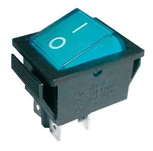Prepínač kolískový 2pol./4pin ON-OFF 250V/15A pros. modrý