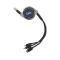 Kábel GETI GCU 01 USB 3v1 čierny samonavíjací