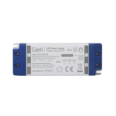 Zdroj spínaný pre LED 12V/ 40W  GETI  GPS40, IP20