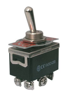 Prepínač páčkový  3pol./6pin  ON-OFF-ON 250V/10A skrut.