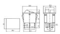 Prepínač kolískový 2x(2pol./3pin) ON-OFF 250V/15A pros. bod R