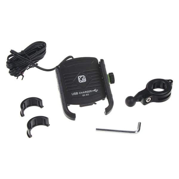 Držiak telefónu na bicykel/motocykel STU r13usb čierny s USB nabíjačkou