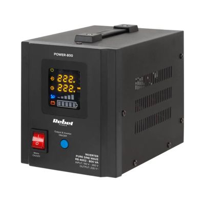 Zdroj záložný REBEL POWER-800 12V 230V 800VA 500W Black